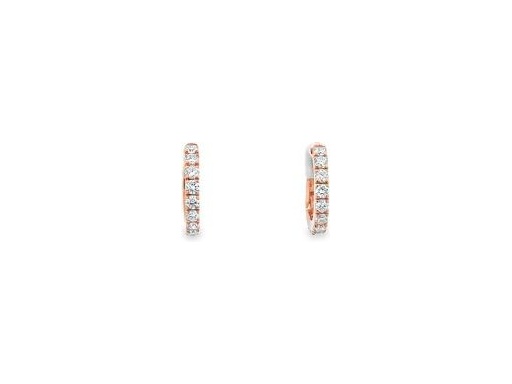 18K Rose Gold Huggie Hoop Earrings with Natural Diamonds